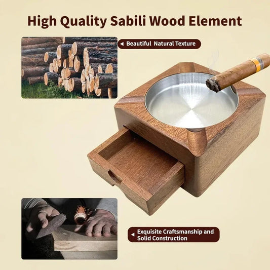 Wooden Cigar Ashtray, Cigar Ashtray Men's Outdoor, Cigar Accessories, Men's Whiskey Accessories