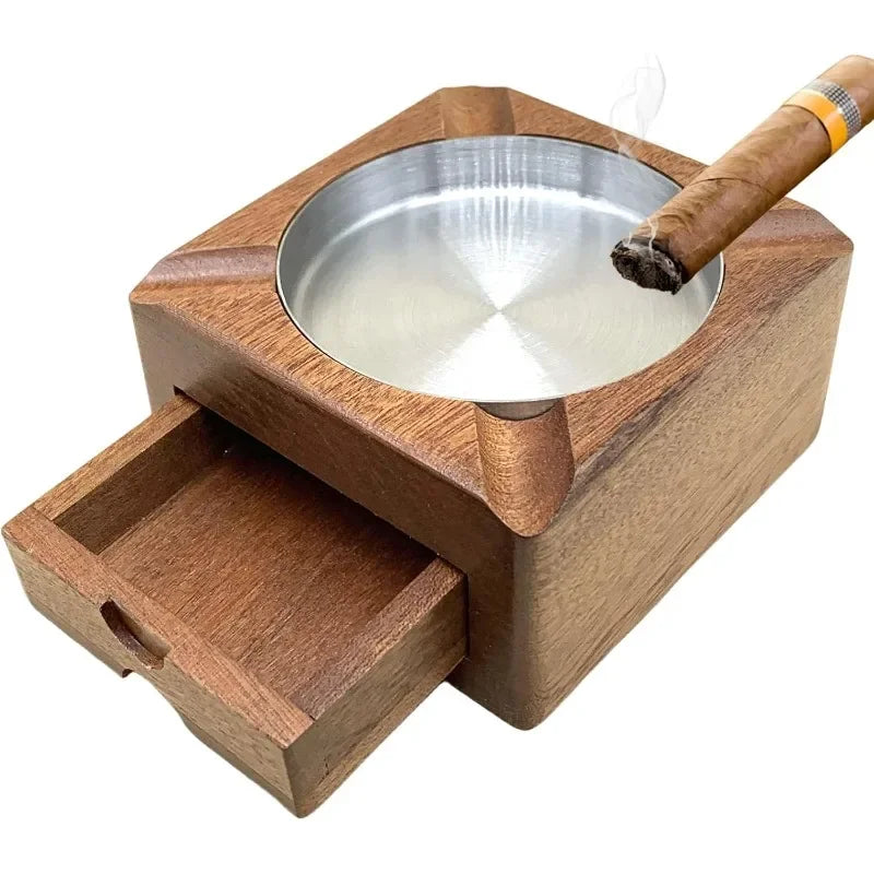 Wooden Cigar Ashtray, Cigar Ashtray Men's Outdoor, Cigar Accessories, Men's Whiskey Accessories