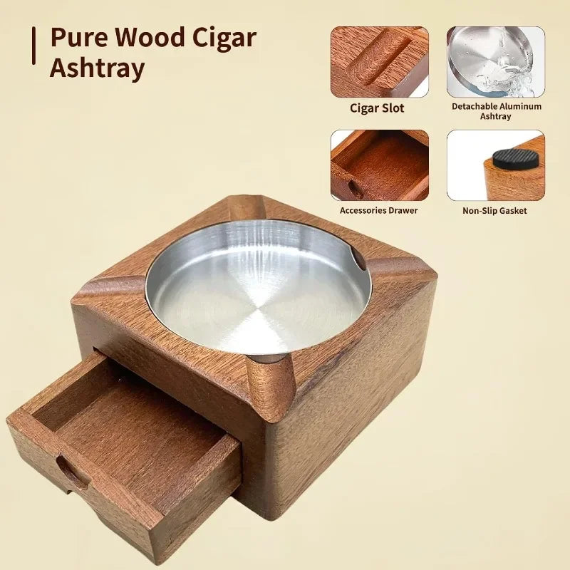 Wooden Cigar Ashtray, Cigar Ashtray Men's Outdoor, Cigar Accessories, Men's Whiskey Accessories