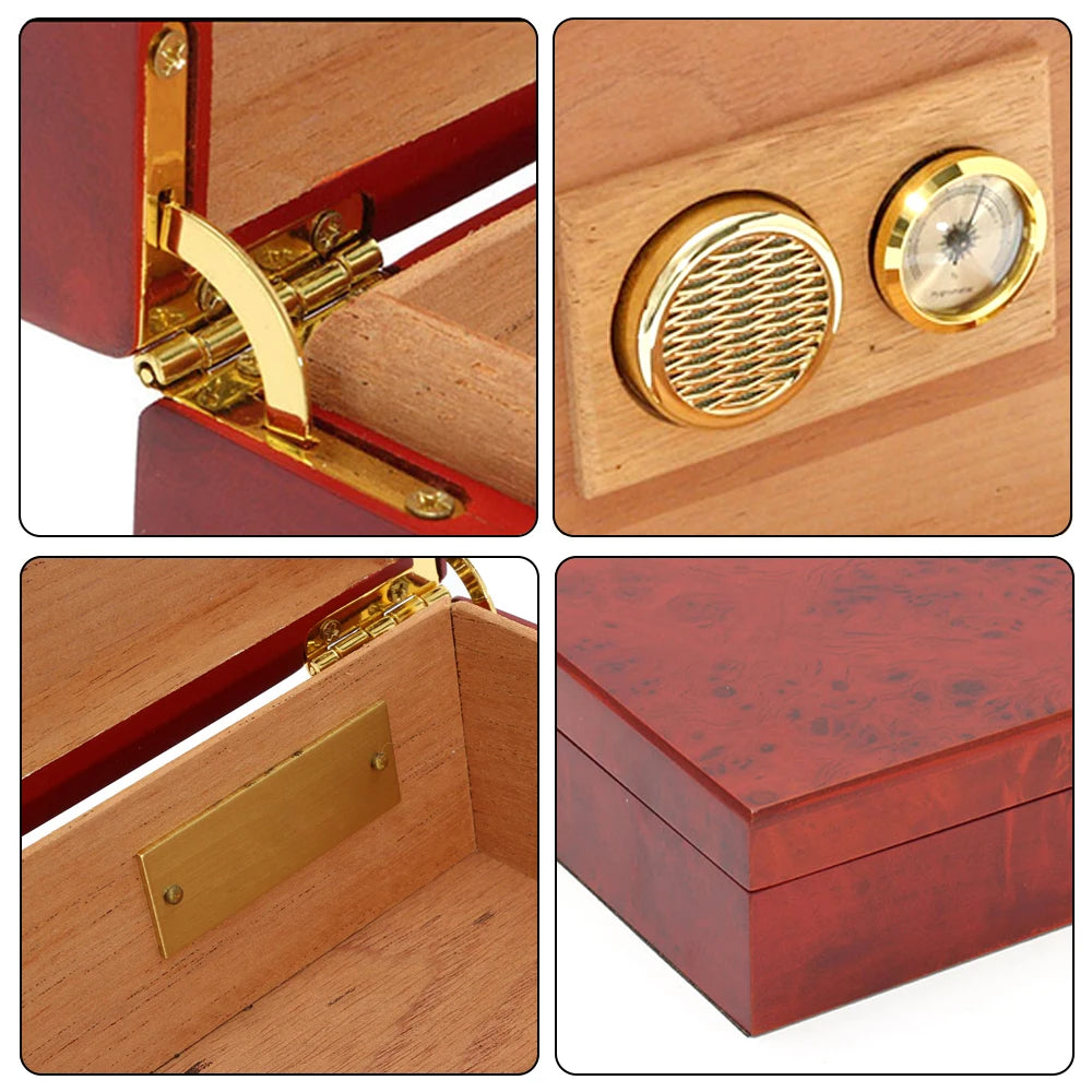20 Count Cedar Wood Cigar Humidor – Portable Box with Hygrometer & Humidifier
